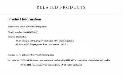 Merino wool blended double pleated wide-leg pants for women