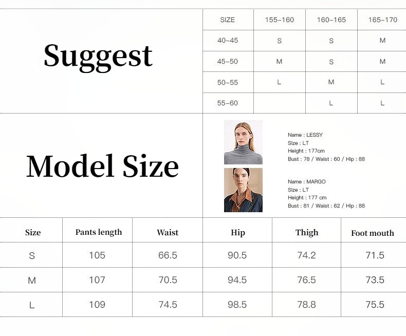 Merino wool blended double pleated wide-leg pants for women