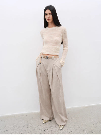 "City Stroll" casual and relaxed wool-blend double-pleated  casual trousers