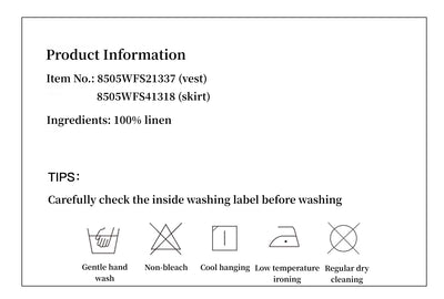 Retro Linen V-neck Halter Vest and Fishtail Hip Skirt Set"Old Money Weekly"-4