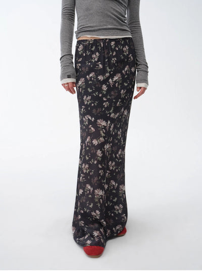 "Gallery Dusse" Vintage Print Straight Draped Skirt-1