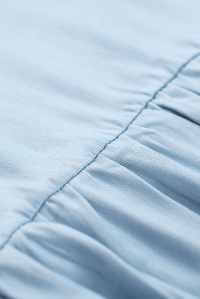 Ellis Flutter Sleeve Ruched Denim Casual Dress