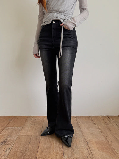 [TWEE] Nisha Vintage-Washed Bootcut Denim Pants Jean