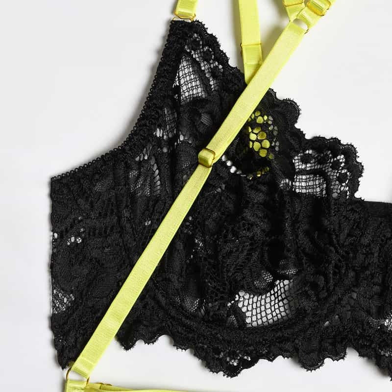 Lace Strap Stitching Heavy Craft Bra Set Bra Details