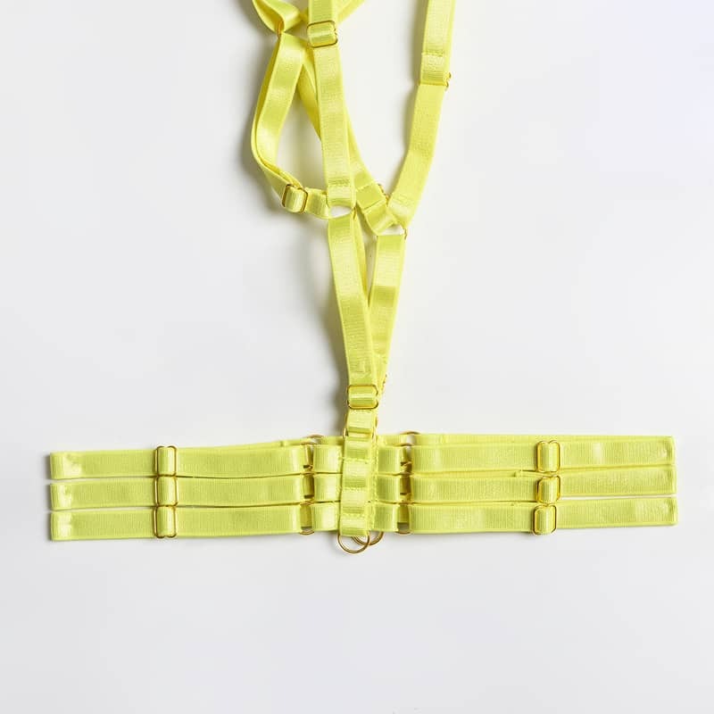 Lace Strap Stitching Heavy Craft Bra Set Leg Ring Details