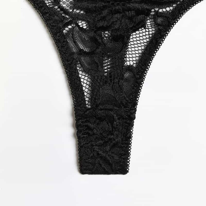 Lace Strap Stitching Heavy Craft Bra Set Panty Details