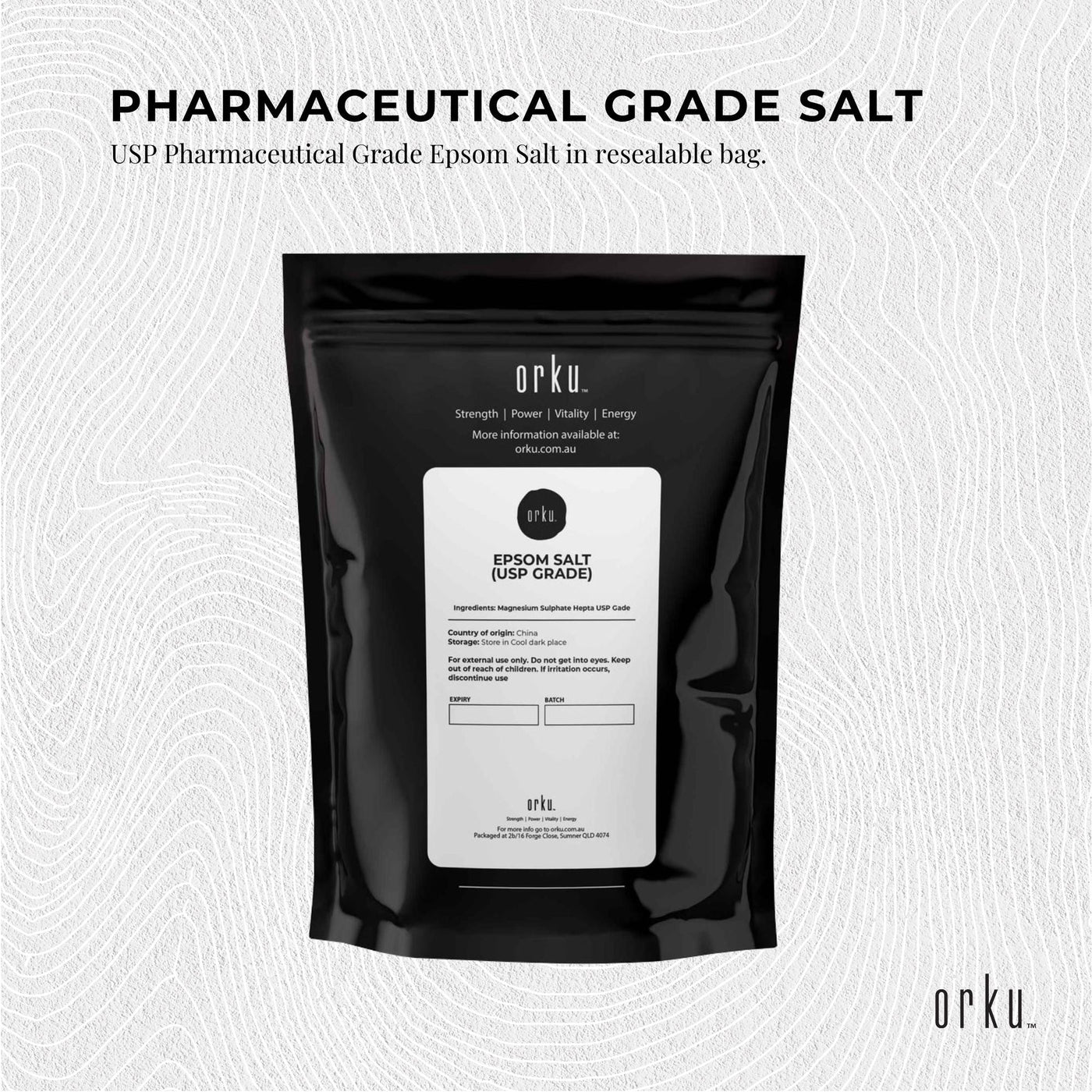 Orku Epsom Salt - USP Grade Magnesium Sulfate Body Bath Salts