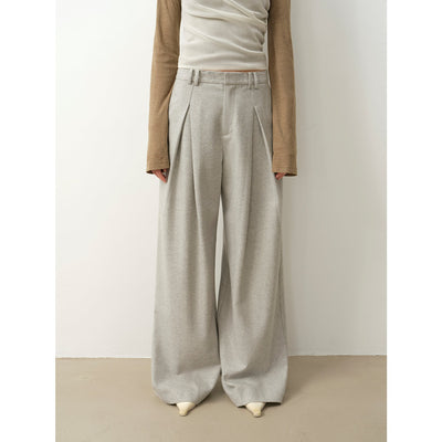 "City Stroll" casual and relaxed wool-blend double-pleated  casual trousers