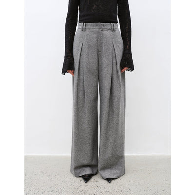 "City Stroll" casual and relaxed wool-blend double-pleated  casual trousers