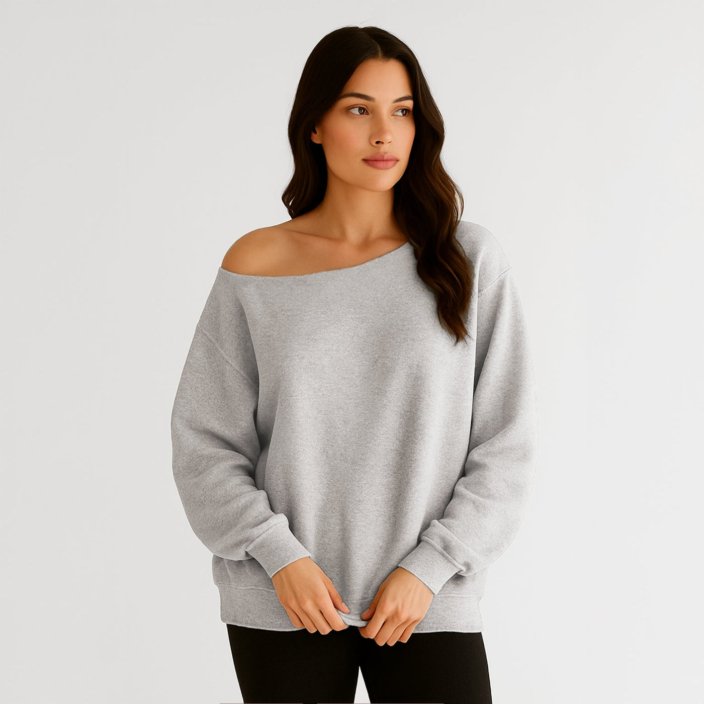 6007 - Women's Fleece Off Shoulder Pullover Sweatshirt