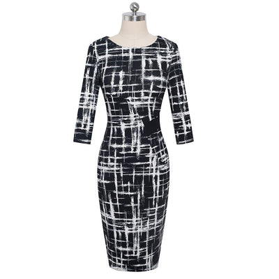 Autumn Elegant Printed Patchwork Dresses