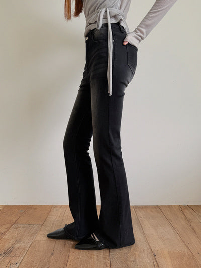 [TWEE] Nisha Vintage-Washed Bootcut Denim Pants Jean