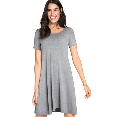 Casual Solid Color with Back Cross Shift Dresses