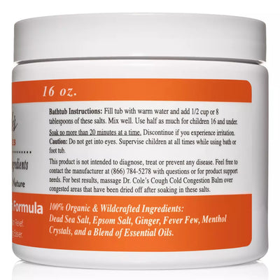 Dr. Cole's Organic Cough Cold Congestion Bath Salts SixPak