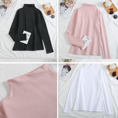 T-Neck Top Stylish Modern Knit Shirt