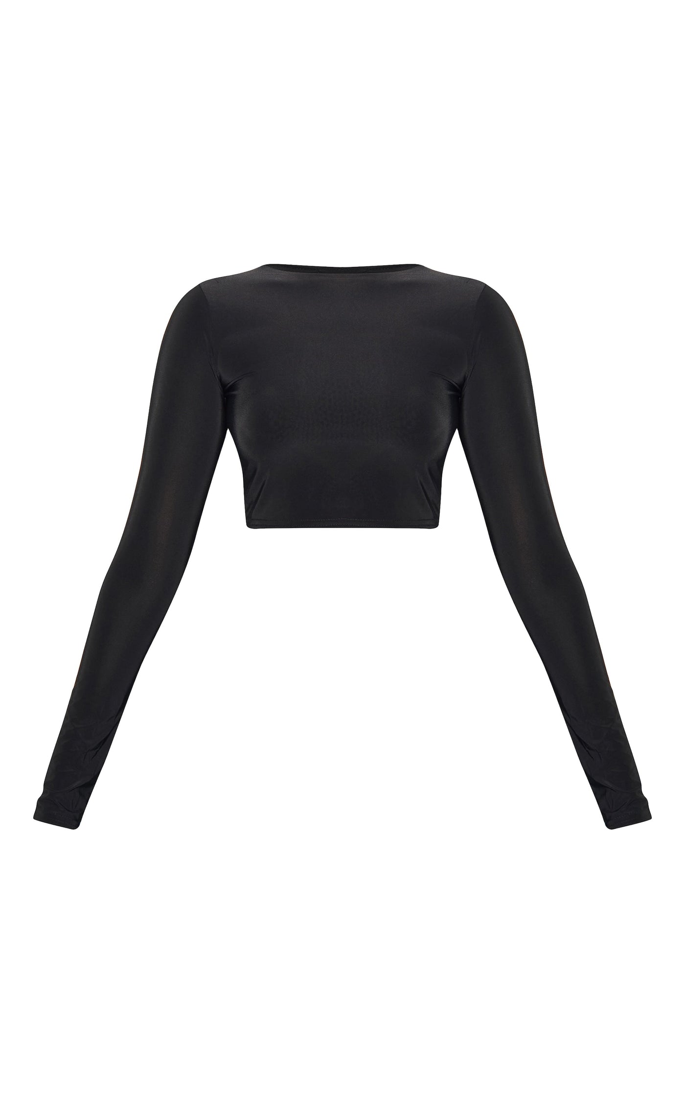 Schwarzes langärmliges Crop-Top