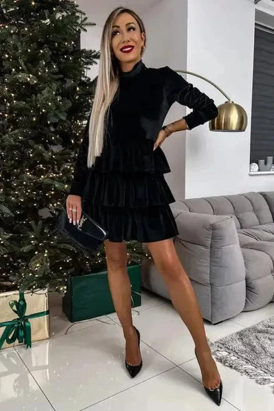 Velvet Cascade Cocktail Dress