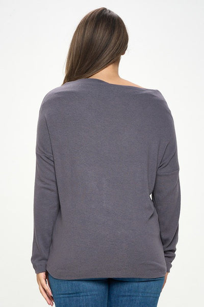 Dark Cement Off the Shoulder Top
