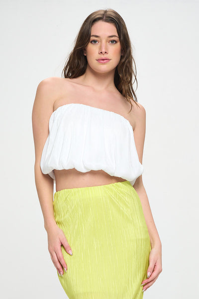 Vibrant Plisse Tube Crop Top for Trendy Stylish Women