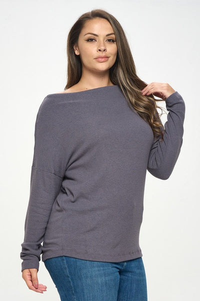 Dark Cement Off the Shoulder Top