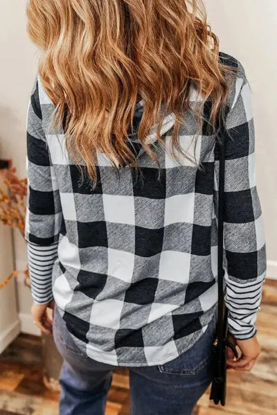 Plaid Drawstring Hoodie