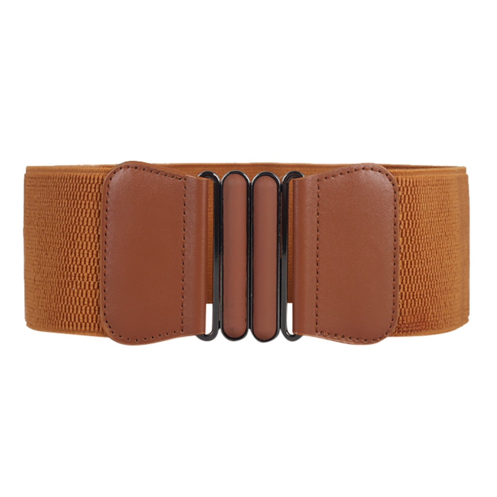 Stretch Wide Waist Belts Metal Buckle