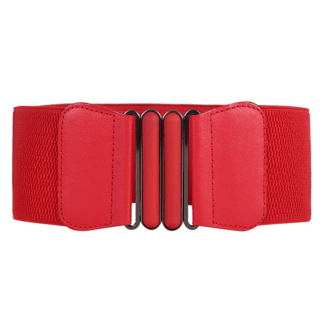Stretch Wide Waist Belts Metal Buckle