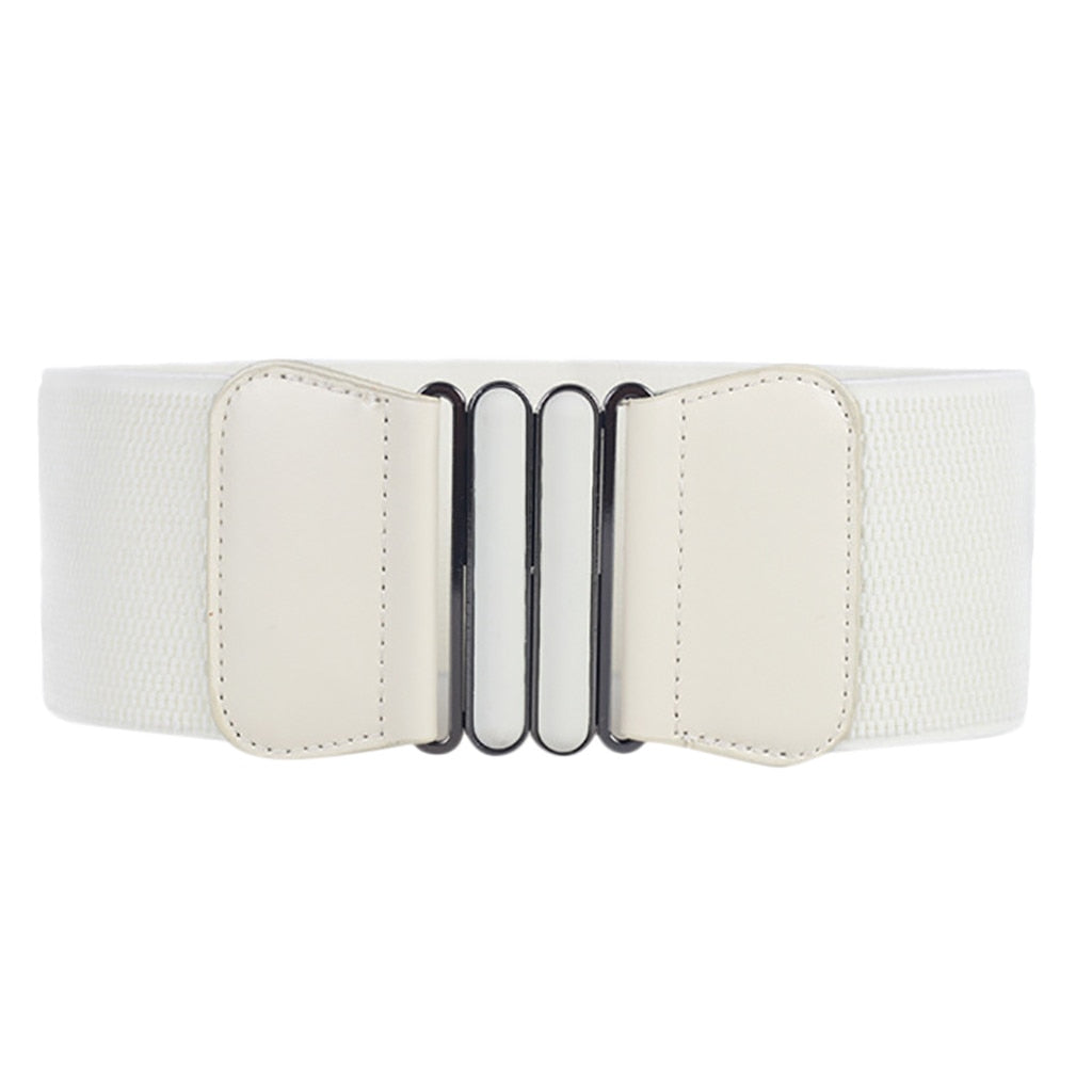 Stretch Wide Waist Belts Metal Buckle