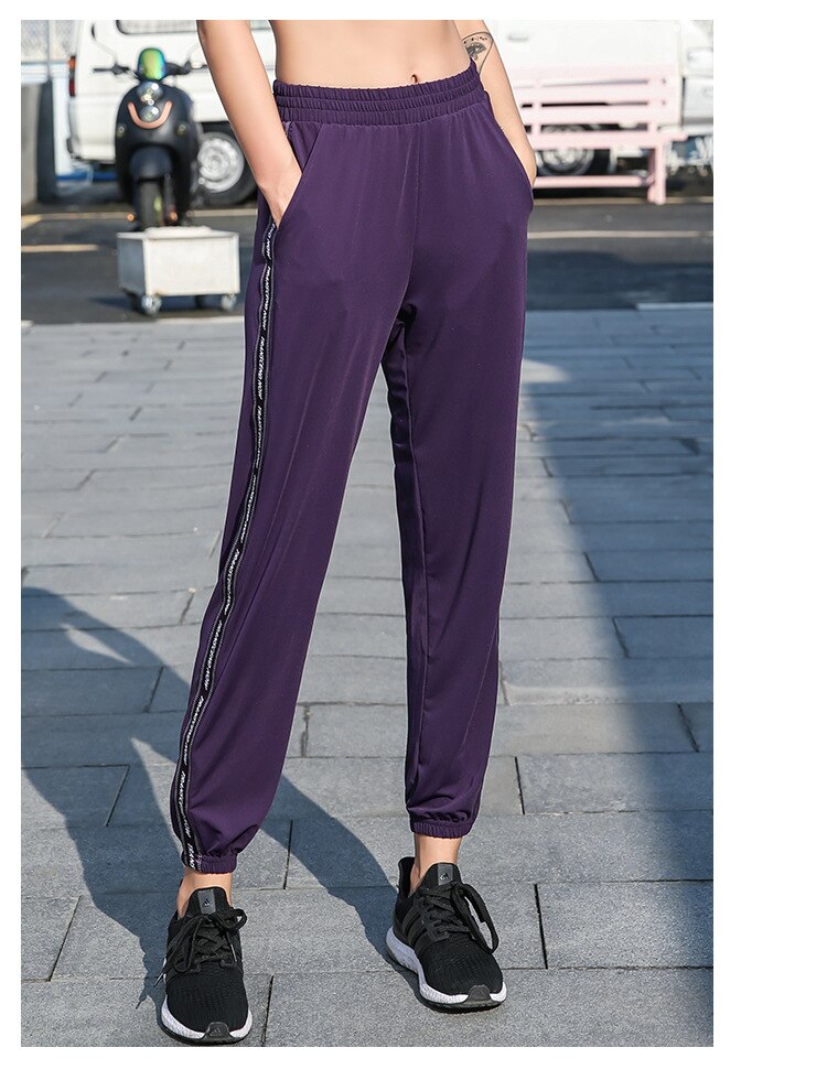 Sport Pants Women Loose Long Gym Trousers Elastic Walking Pantalon Jogging Femme Sweatpants Athletic Breathable Striped Running-2