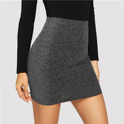 High Waist Metallic Bodycon Mini Skirt