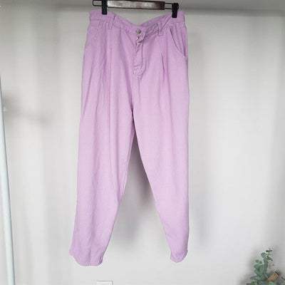 Women pants vintage denim pants casual streetwear fashion violet mom jeans-2