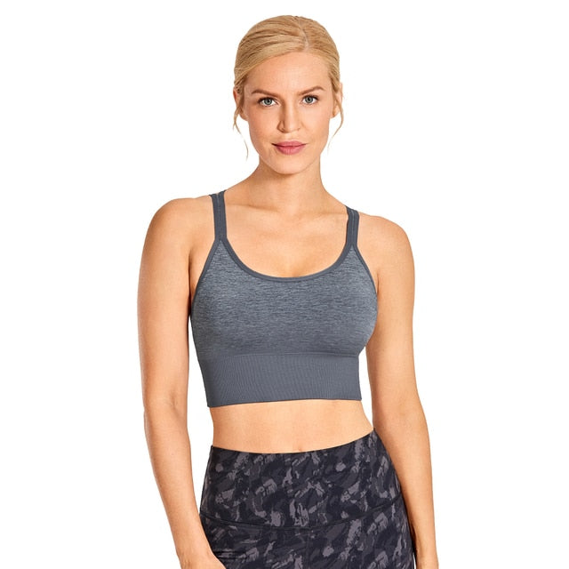Strappy Sexy Longline Sports Bra Crop Tops