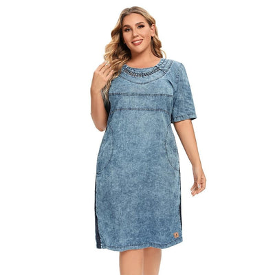 Women's Plus Size Denim Dress Summer Slim Fit