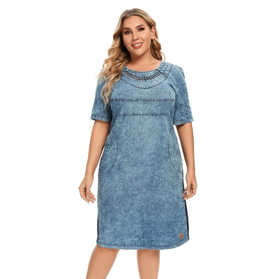 Women's Plus Size Denim Dress Summer Slim Fit