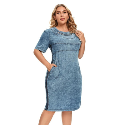 Women's Plus Size Denim Dress Summer Slim Fit