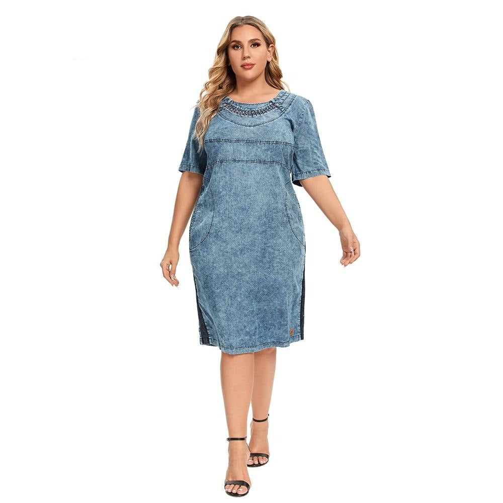 Women's Plus Size Denim Dress Summer Slim Fit