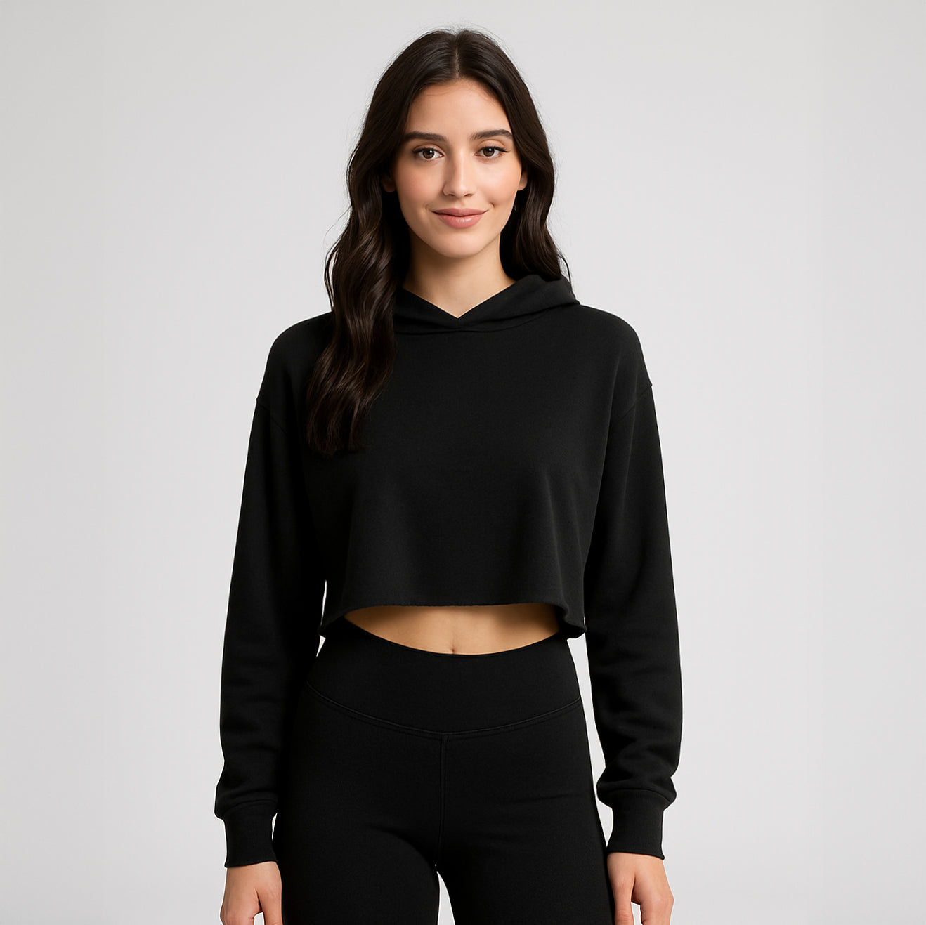 6036R - Women's Babyrib Cropped Hoodie