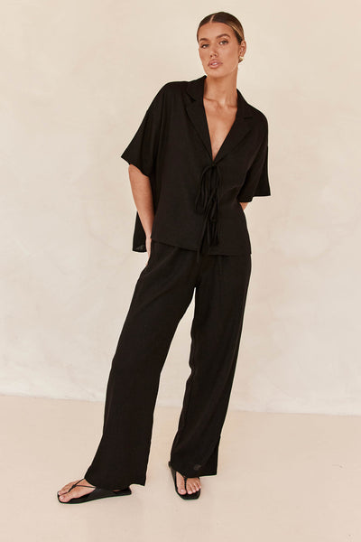 Black Linen Co ord set 