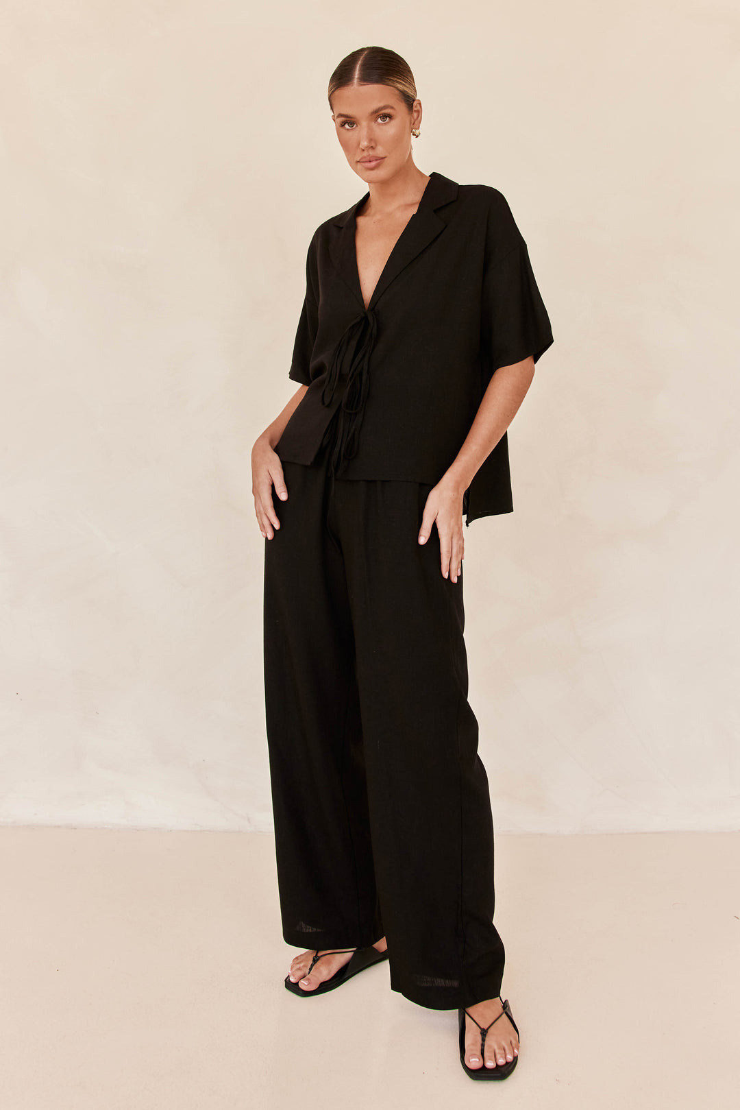 Black Linen Co ord set 