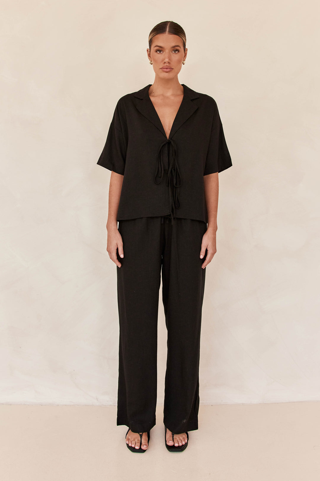 Black Linen Co ord set 