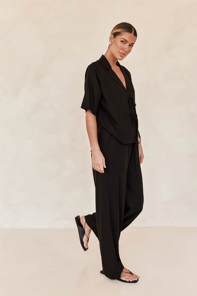 Black Linen Co ord set 